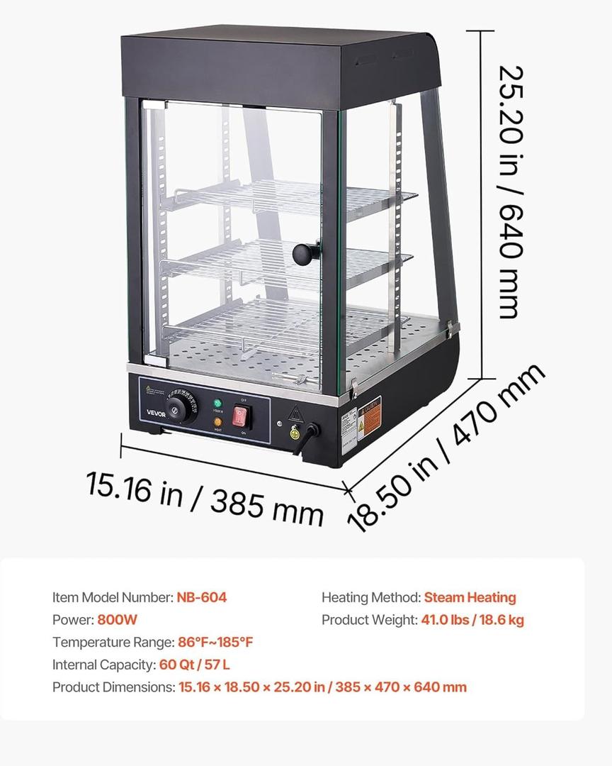 Buffetzubehör mieten & vermieten - Wärmetheke 3-stöckig 57 L Warmhaltevitrine 800 W Warmhaltetheke 30–85 °C Speisenwärmer mit LED in Elsdorf (Rheinland)