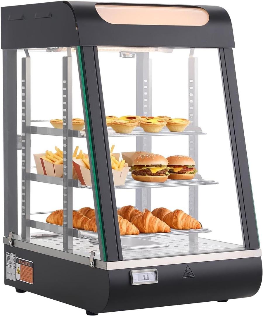 Buffetzubehör mieten & vermieten - Wärmetheke 3-stöckig 57 L Warmhaltevitrine 800 W Warmhaltetheke 30–85 °C Speisenwärmer mit LED in Elsdorf (Rheinland)