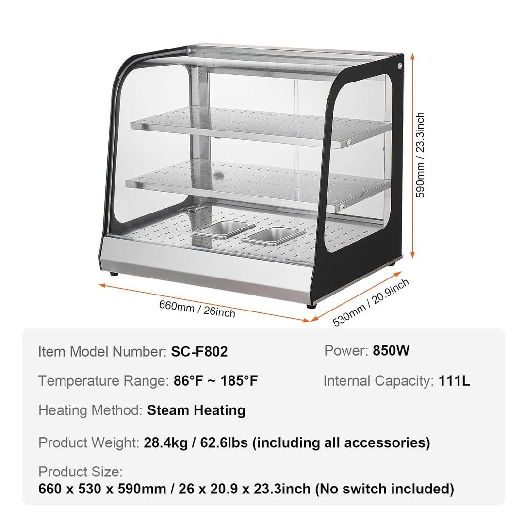 Buffetzubehör mieten & vermieten - 111 L Speisenwärmer 2-stufig kommerziell 850 W Speisenwärmer mit gehärtetem Glas und Dampfheizung in Elsdorf (Rheinland)