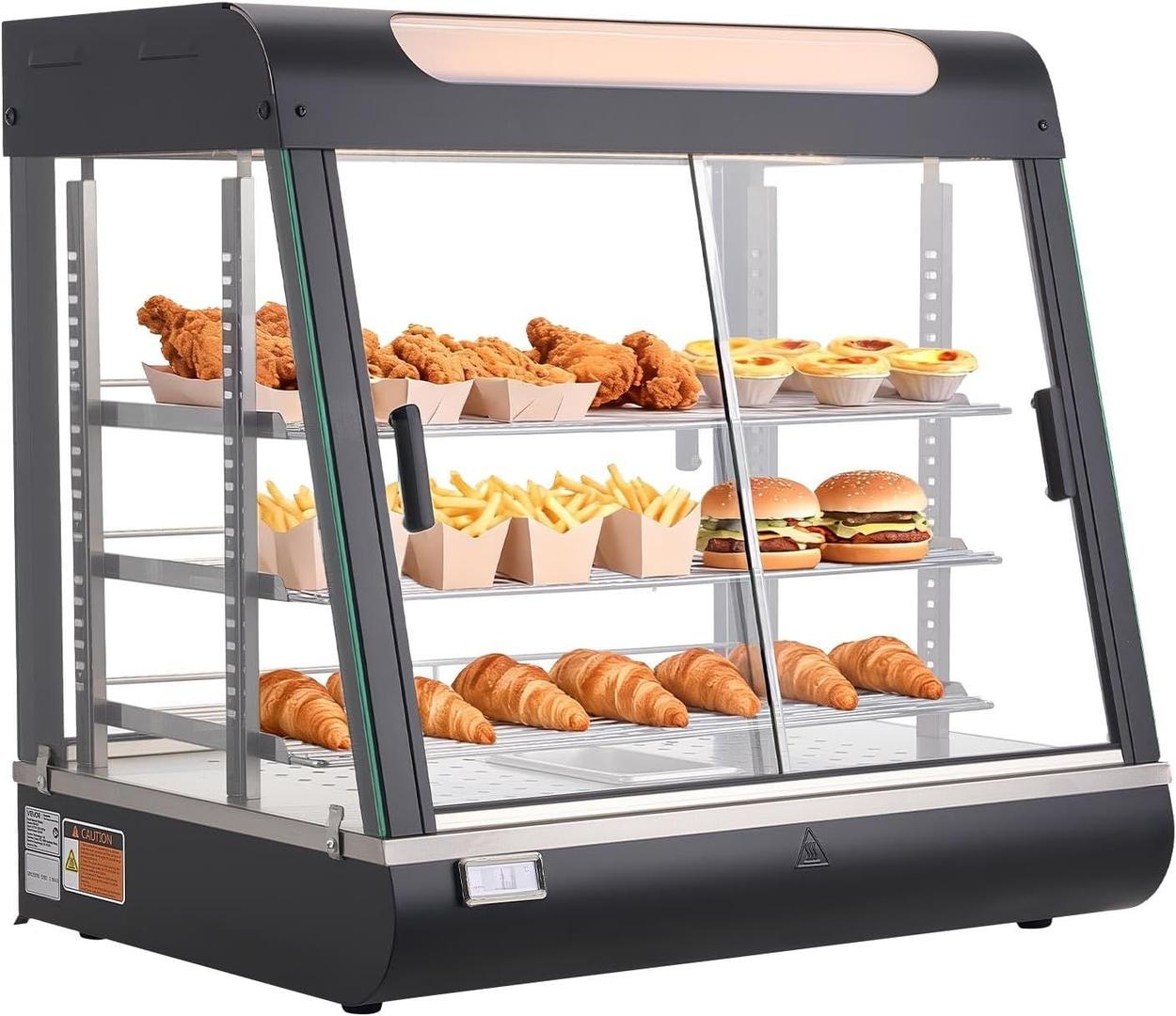 Buffetzubehör mieten & vermieten - Warmhaltevitrine 100 L Wärmetheke 3-stöckig 1200 W Warmhaltetheke 30–85 °C Speisenwärmer LED in Elsdorf (Rheinland)