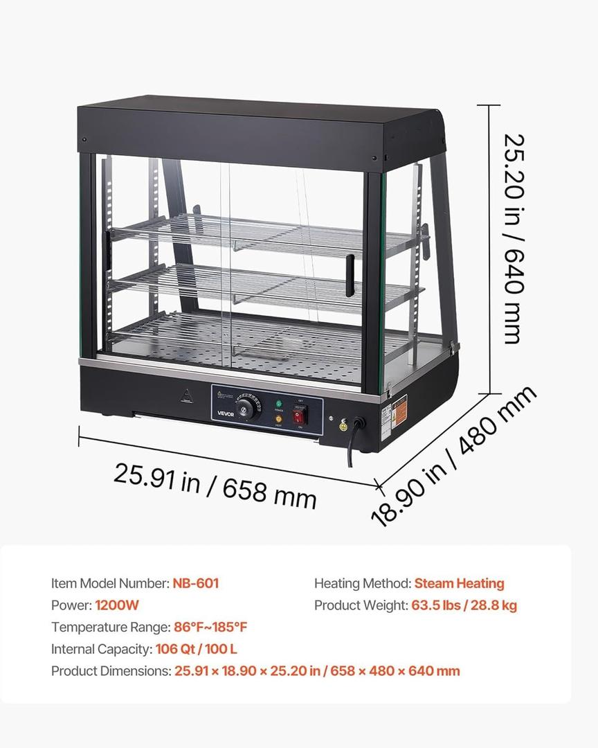 Buffetzubehör mieten & vermieten - Warmhaltevitrine 100 L Wärmetheke 3-stöckig 1200 W Warmhaltetheke 30–85 °C Speisenwärmer LED in Elsdorf (Rheinland)