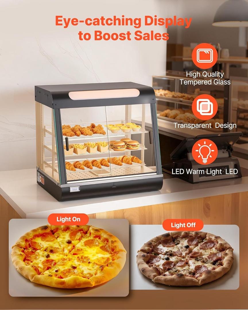 Buffetzubehör mieten & vermieten - Warmhaltevitrine 100 L Wärmetheke 3-stöckig 1200 W Warmhaltetheke 30–85 °C Speisenwärmer LED in Elsdorf (Rheinland)