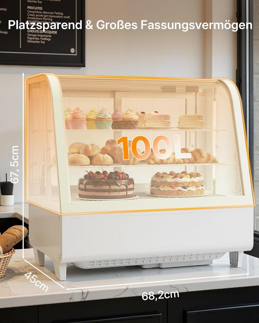 Kühlschrank mieten & vermieten - Kühlvitrine 100 L kompakte Kühltheke Tortenvitrine mit LED-Beleuchtung digitale Temperaturregelung in Elsdorf (Rheinland)
