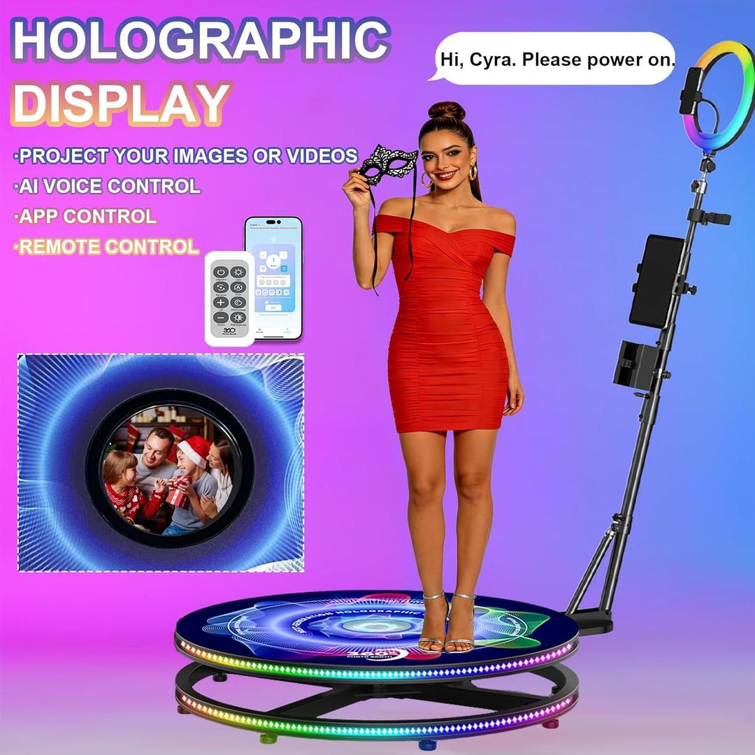 Fotobox mieten & vermieten - Foto-Drehteller 360°-Fotokabine mit holografischem Display KI-Sprach-App-Fernbedienung automatisch in Elsdorf (Rheinland)