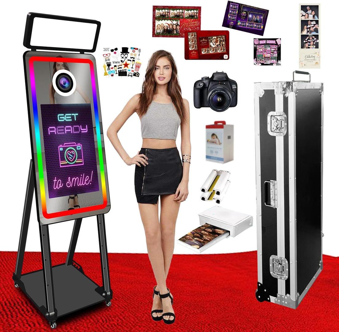 Fotobox mieten & vermieten - Magic Mirror Fotoautomat mit Drucker und Kamera quadratischem Aufhelllicht & Mini-PC + 21,5“ Touch in Elsdorf (Rheinland)