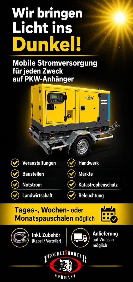 Stromgenerator mieten & vermieten - Stromgenerator (Diesel) mobil auf Trailer in Hagen im Bremischen