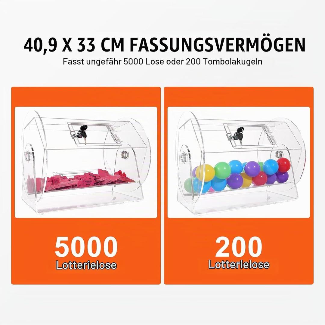 Gewinnspiele mieten & vermieten - Lotteriespiel Lostrommel 5000 Lose 200 Tombola-Kugeln Fassungsvermögen professioneller Los-Drehkäfig in Elsdorf (Rheinland)