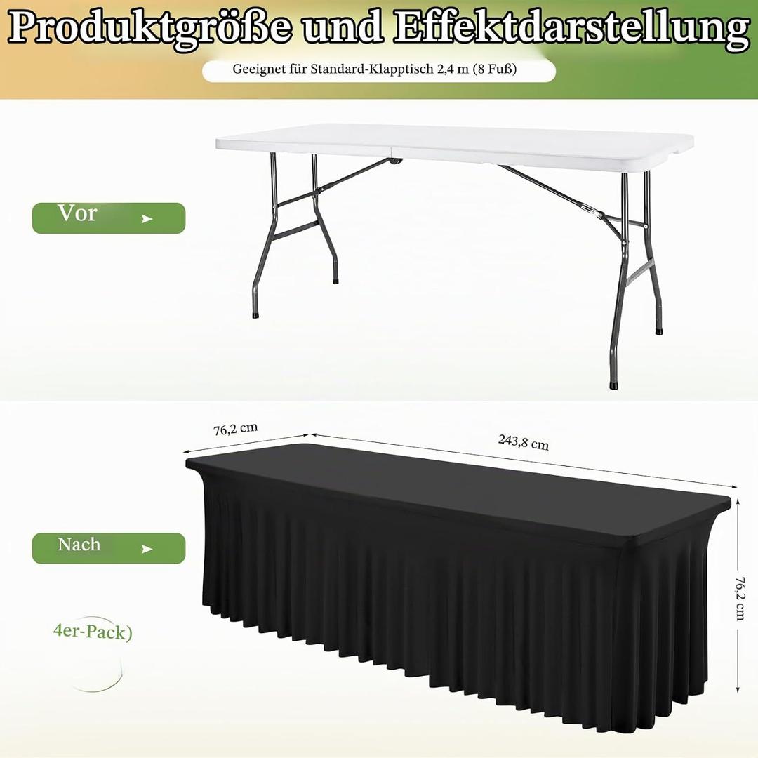 Tischdekoration mieten & vermieten - Tischröcke Tischrock schwarz für 2,4 m Rechtecktische in Elsdorf (Rheinland)