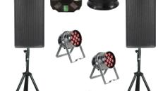 Party S Komplettset Ton + Licht Musikanlage, Partyanlage, Tonanlage, Beschallungsanlage, Lichtanlage, Beleuchtungsanlage LED, Lichteffekten, Lautsprecher Boxen, Basslautsprecher