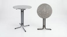 Stehtisch mieten (∅ 80 cm) – Klappbar, grau & wetterfest – Optional mit Husse
