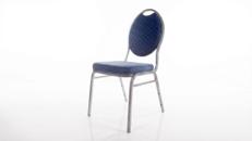 Bankettstuhl blau mieten – Gepolsterter Stapelstuhl (Hammerschlag-Optik)