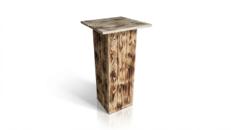 Rustikaler Stehtisch mieten – Holzbohlen-Tisch für Vintage & Outdoor Events