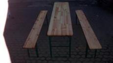 Bierzeltgarnitur, 3teilig, 1 Tisch 220cm x 50cm, 2 Bänke a 220cm x 25cm