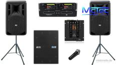 Bis ca. 120 Gäste Lautsprecher Musikanlage Beschallungsanlage Partyanlage Boxen Mischpult Doppel CD Player Mikrofon