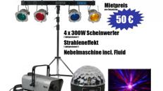 Party Lichtanlage 4 Scheinwerfer, Effektlicht, Nebel