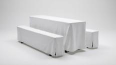 Hussen-Set für Bierzeltgarnitur (Standard 50cm) – 3-teilig in Weiß oder Schwarz