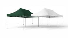 Faltzelt mieten (6x3m) – Wasserdichter Pavillon in Weiß oder Grün für Events