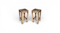 Barhocker "Rustikal" mieten – Massivholz Vintage – Optional mit Sitzkissen