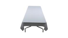 Tischdecke weiß mieten (130×220 cm) – Damast-Qualität für Festtafeln