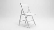 Eleganter weißer Holz-Klappstuhl mieten – Praktischer Hochzeitsstuhl für Ihre Feier