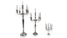 Elegante Kerzenständer mieten (27cm, 78cm, 100cm) – Silberne Kerzenhalter für Events & Hochzeiten