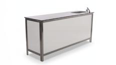 Profi Klapptheke mieten (200 cm) – Mobile Naßtheke aus Edelstahl für Events