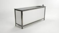Profi Klapptheke mieten (200 cm) – Mobile Naßtheke aus Edelstahl für Events