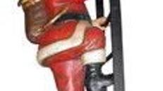 Weihnachtsmann Figur auf einer Leiter, Weihnachtsmann, Weihnachten, Weihnachtszeit, Adventszeit, Nikolaus
