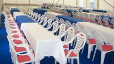 Firmenfeier, Hochzeit, Geburtstag, Jubiläum - Zelt/ Location mit Ausstattung für Ihr Event 101 - 200 Personen gehoben