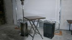Stehtisch 60 x 140 / Tisch / Bistrotisch / Esstisch / Nussbaum braun / wetterfest