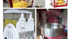 Popcornmaschine, Zuckerwatte, Mandeln, Crepes