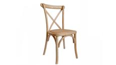 Holzstuhl CROSSBACK PROVENCE naturbraun mit Rattan Sitzfläche | weds4rent