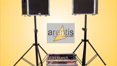 Musikanlage - Soundsystem - DJ-Anlage - robuste Lautsprecher aus Multiplexholz in einheimischer Manufaktur gefertigt, 2x200 Watt für ca. 100 Personen