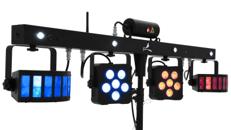 Party Lichtstativ mit Laser, Strobl, LED PAR und Durby - Fußschalter, Fernbedienung oder DMX