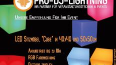 LED Sitzmöbel “Cube” Sitzwürfel, Sitzhocker, Loungehocker, Loungecube, Eventmöbel, Leuchtmöbel, Loungemöbel, Party, mit Akku LED Beleuchtung, Eventtechnik, Eventequipment