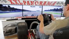 Rennsimulator Audi R8, Fahrsimulat 2,80m Monitorwand, mieten, leihen, Vermietung, Verleih
