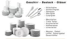 Geschirr mieten - Besteck mieten - Gläser mieten
