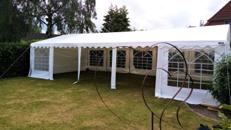 großes Festzelt - 5x10m in weiß - Zeltverleih Partyzelt Pavillon Pagoden Sternzelt Eventzelt Bierzeltgarnitur Stehtische Lounge Möbel Tresen Bar Bierbänke & Biertische Musikanlagen