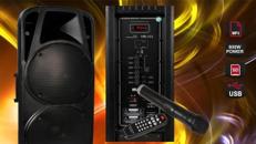 Mobile Beschallungsanlage 800W, SD/USB, Bluetooth mit Akku 3-6 Stunden Laufzeit, für Party oder Präsentationen