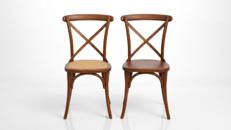 Exklusiver Crossback Stuhl mieten – Rustikaler Holzstuhl für Vintage-Hochzeiten & Events