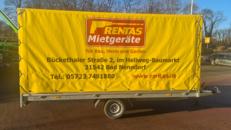 Anhänger mit Plane gebremst mit 100 km/h Zulassung, zul. Gesamtgewicht 1.350 kg, Ladefläche 4,00 x 1,80 x 1,80 m