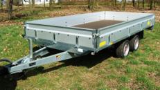 Schweiz (doppelachser) Offener Kastenanhänger 4 m Hochlader 3500 kg mit H-Gestell / 100 km/h