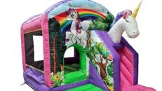 Hüpfburg Einhorn mit Rutsche und Dach mieten Köln Düsseldorf Wuppertal Essen Dortmund Bochum