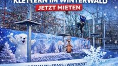 Klettern im Winterwald mieten – Der mobile Kinderhochseilgarten als Winter-Attraktion