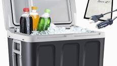Kühlbox 40L mit Kühl- und Heizfunktion elektrische Kühlbox mit Rollen 230V & 12V Stromanschluss