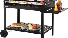 Holzkohlegrill klein Outdoor-Grill mit Rollen Holzkohlegrillwagen höhenverstellbar ca. 77 – 88 cm