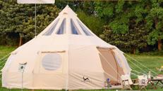 Tipizelt Jurtenzelt Familienzelt Zwiebelzelt Canvas-Zelt 8-Personen 5x3,15m Segeltuch Pyramidenzelt