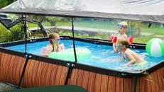 Schwimmbecken Swimmingpool Gartenpool Holzpool mit Multifunktionsabdeckung 300 x 200 x 65 cm