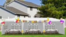Pavillon 3 x 9 m mit 8 Seitenteilen UV-Schutz 50+ stabil wind- und wasserdicht Gartenzelt