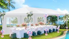 Pavillon 3 x 9 m Partyzelt Pavillon wasserdicht winterfest 8 abnehmbaren Wänden Gartenpavillon